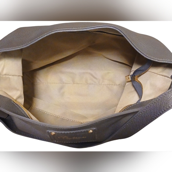 Paolina -NWT Gray Colored Natural Leather Tote Bag W/ 1 Large Zippered Pocket & - Picture 9 of 14